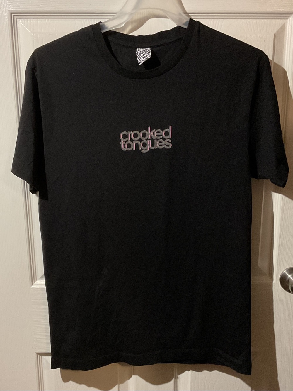 Crooked Tongues Black Graphic Tee with Backhit